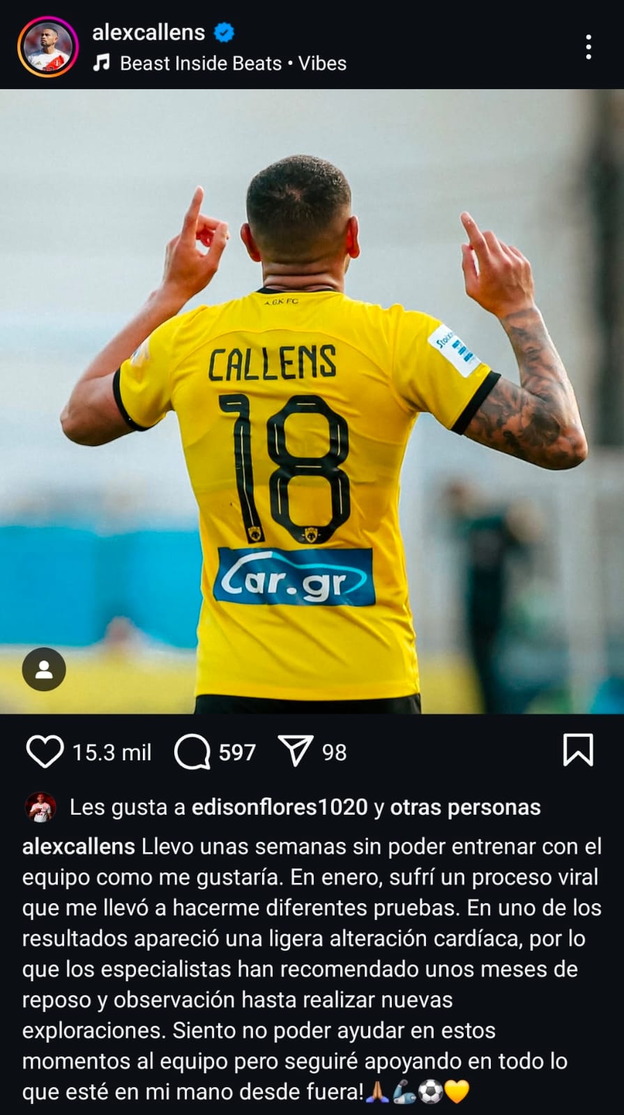 Alexander Callens estará fuera de juego por tres meses debido a un ...