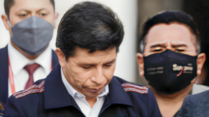 Pedro Castillo mirando abajo