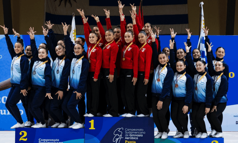 Selección peruana de gimnasia aeróbica deslumbra en Uruguay con 12 medallas y título sudamericano