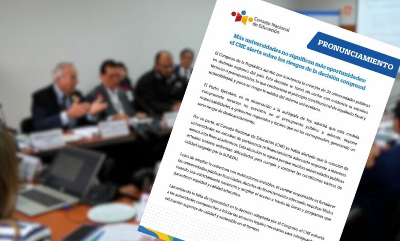 Más universidades no significan más oportunidades: el CNE alerta sobre los riesgos de la decisión congresal